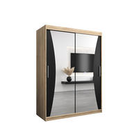 SCHWEBETÜRENSCHRANK 200/150/62 2-türig - Silberfarben/Schwarz, Holz/Kunststoff (150/200/62cm) - Abiks Möbel