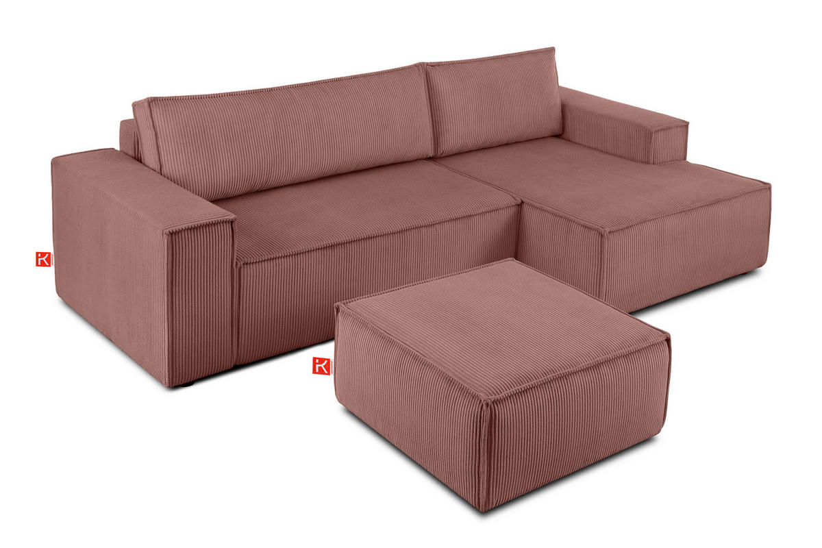 SITZPOUF NAPI gefederte Sitzfläche, rosa - Pink/Schwarz, Textil (83/45/83cm) - KONSIMO®