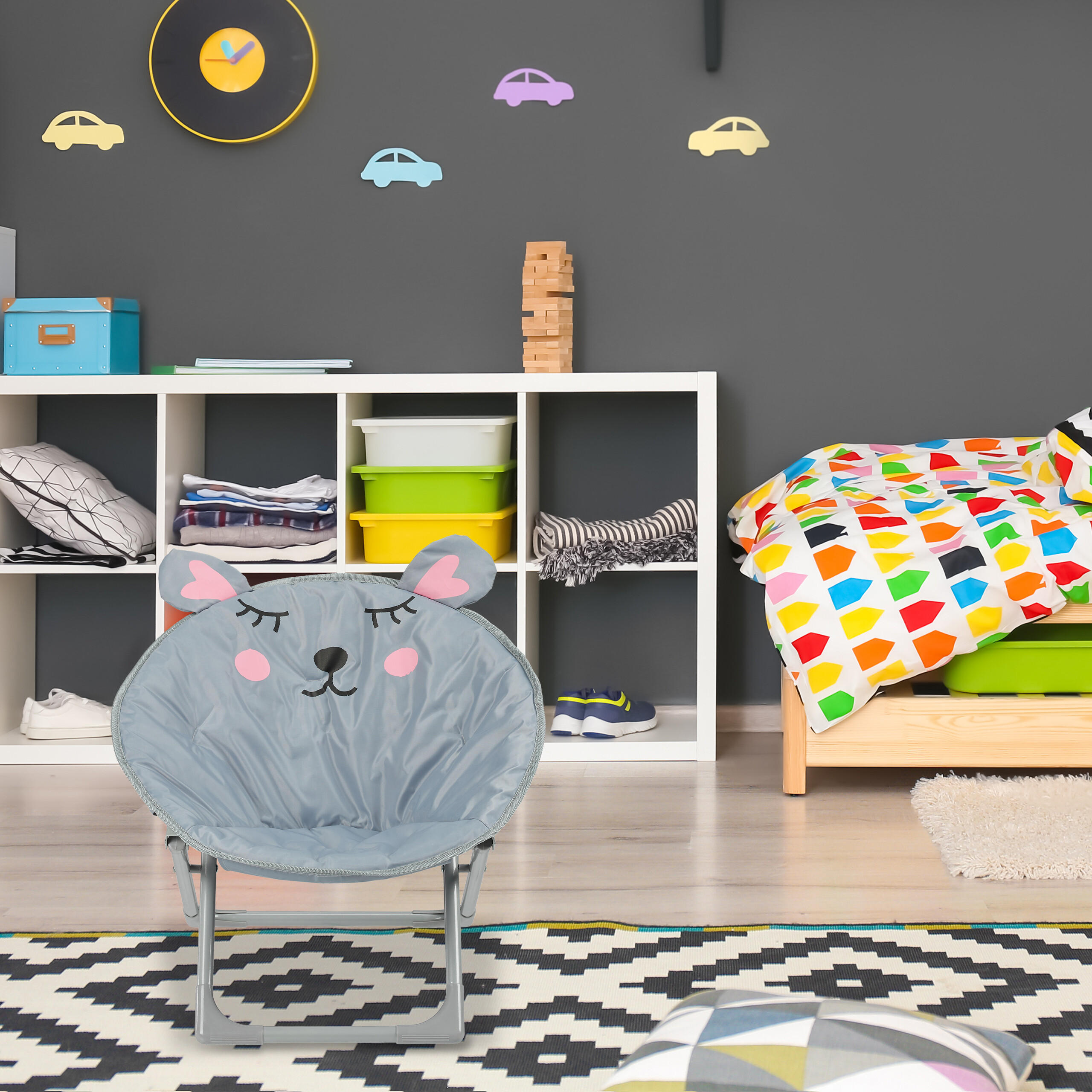KINDERSTUHL Moonchair - Grau, Kunststoff/Textil (50/47/48cm) - Relaxdays