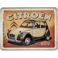 BLECHSCHILD 15/20 cm Citroen Citroen 2CV - Multicolor, Metall (20/15/0.5cm) - Nostalgic-Art