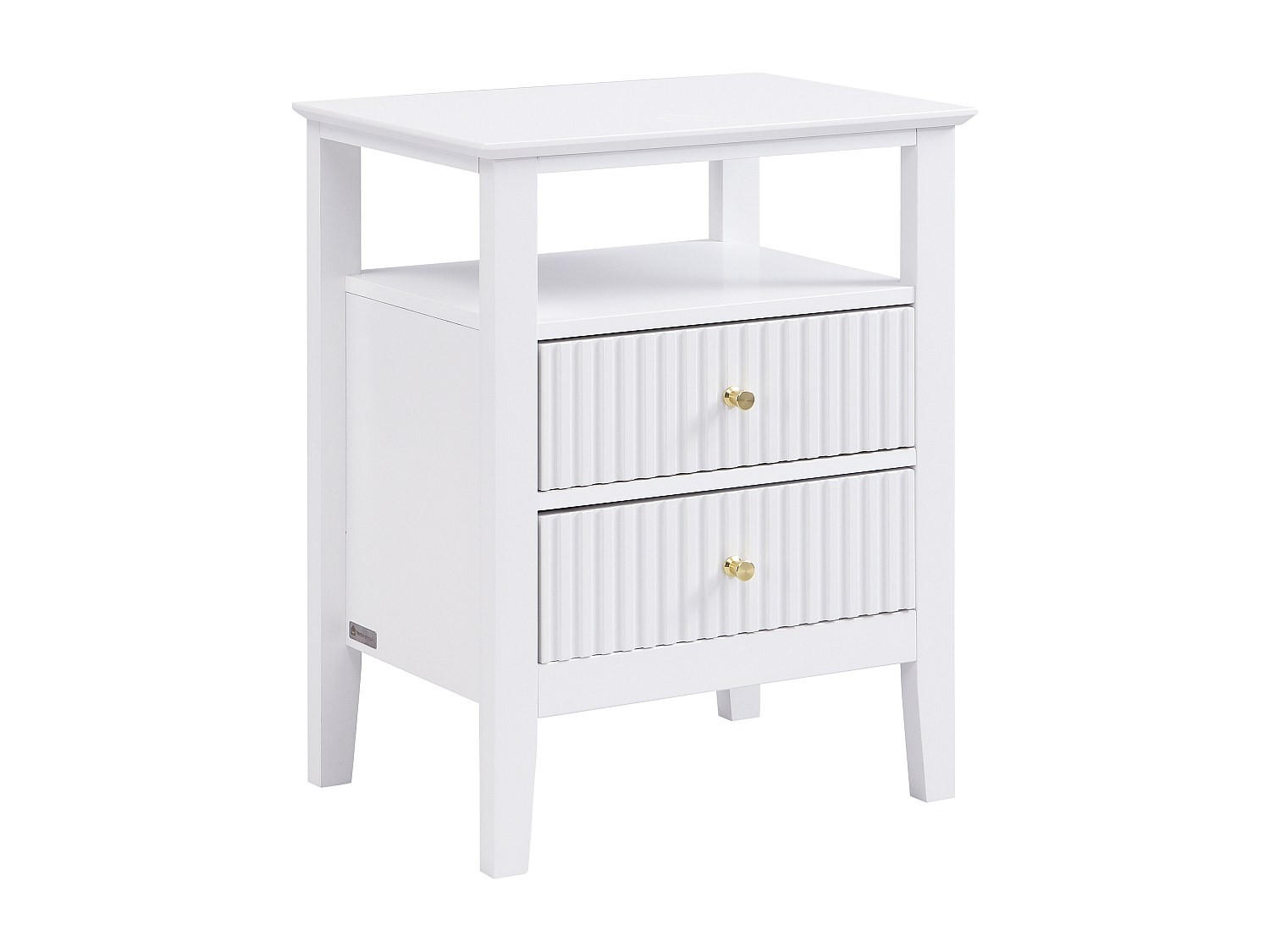 NACHTTISCH 2 Schubladen & 1 Ablage – MDF – Weiß – NIRIVA - Weiß, Holz (48/62/35cm) - Vente-Unique