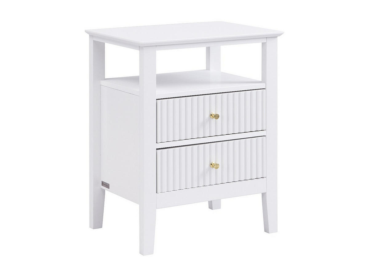 NACHTTISCH 2 Schubladen & 1 Ablage – MDF – Weiß – NIRIVA - Weiß, Holz (48/62/35cm) - Vente-Unique