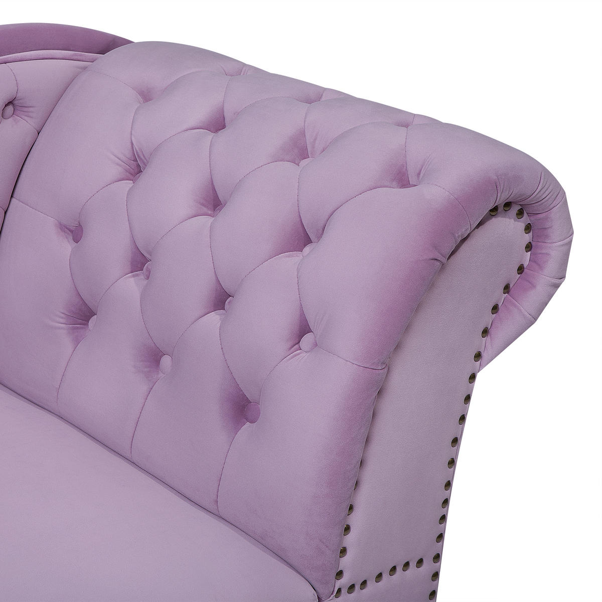 CHAISELONGUE Samtstoff violett rechtsseitig Nimes - Violett/Schwarz, Textil (170/79/61cm) - Beliani