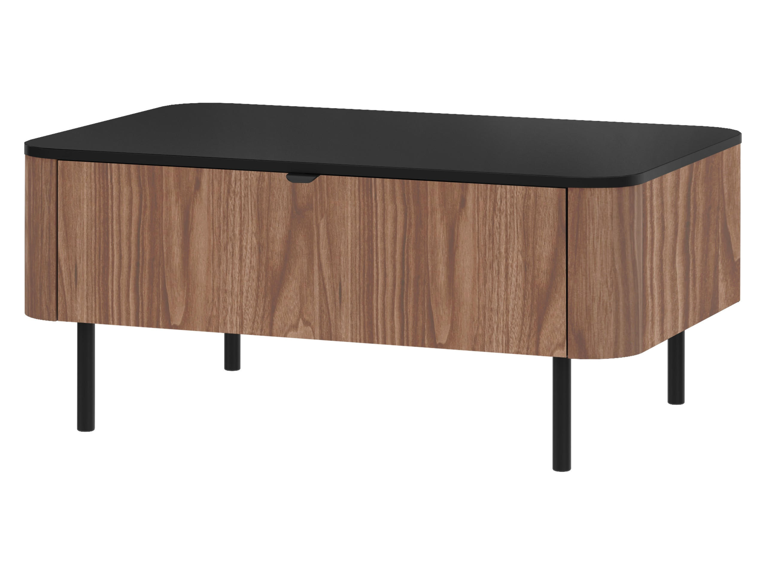 COUCHTISCH Pero 05 - Nussbaumfarben/Schwarz, Holzwerkstoff/Metall (68/104/46cm) - MIRJAN24