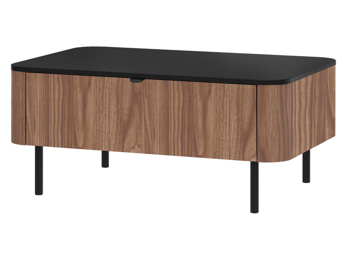 COUCHTISCH Pero 05 - Nussbaumfarben/Schwarz, Holzwerkstoff/Metall (68/104/46cm) - MIRJAN24