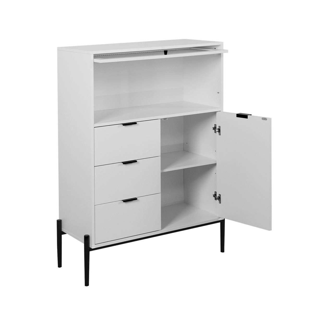 SIDEBOARD 85/40/120 cm Weiß aus Spanplatte mit Glastür - Weiß, Holzwerkstoff (85/120/40cm) - OKWISH