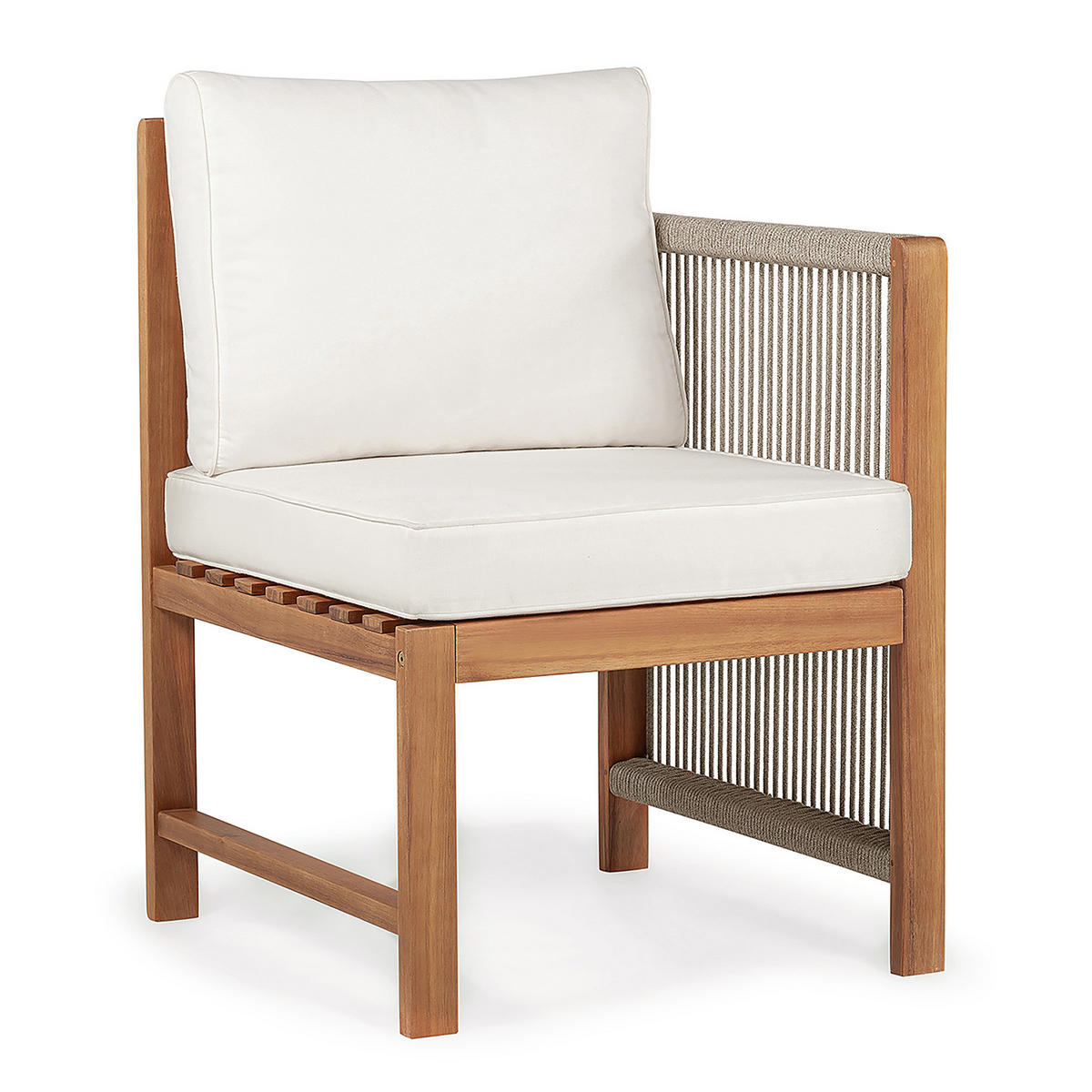 DINING-LOUNGESET - 5-teilig - Akazie massiv / Polyester - Braun / Beige - Beige/Braun, Holz/Textil - home24
