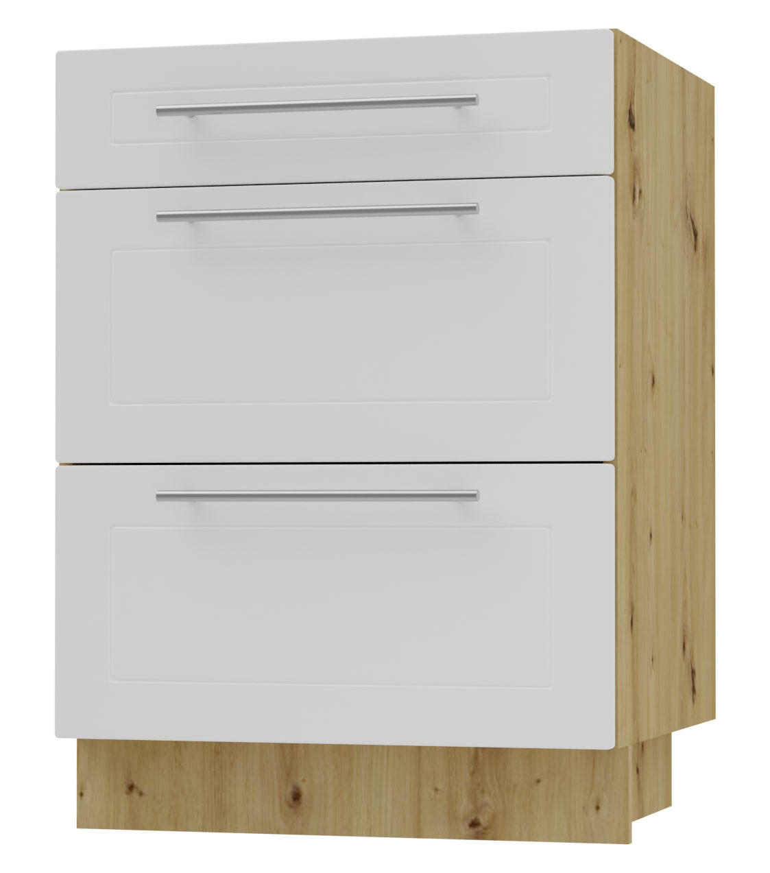 SCHUBLADENUNTERSCHRANK Kvantum D3M/60 60 / 50 / 82cm - Eiche Artisan/Weiß, Holz/Holzwerkstoff (60/82/50cm) - Feldmann-Wohnen