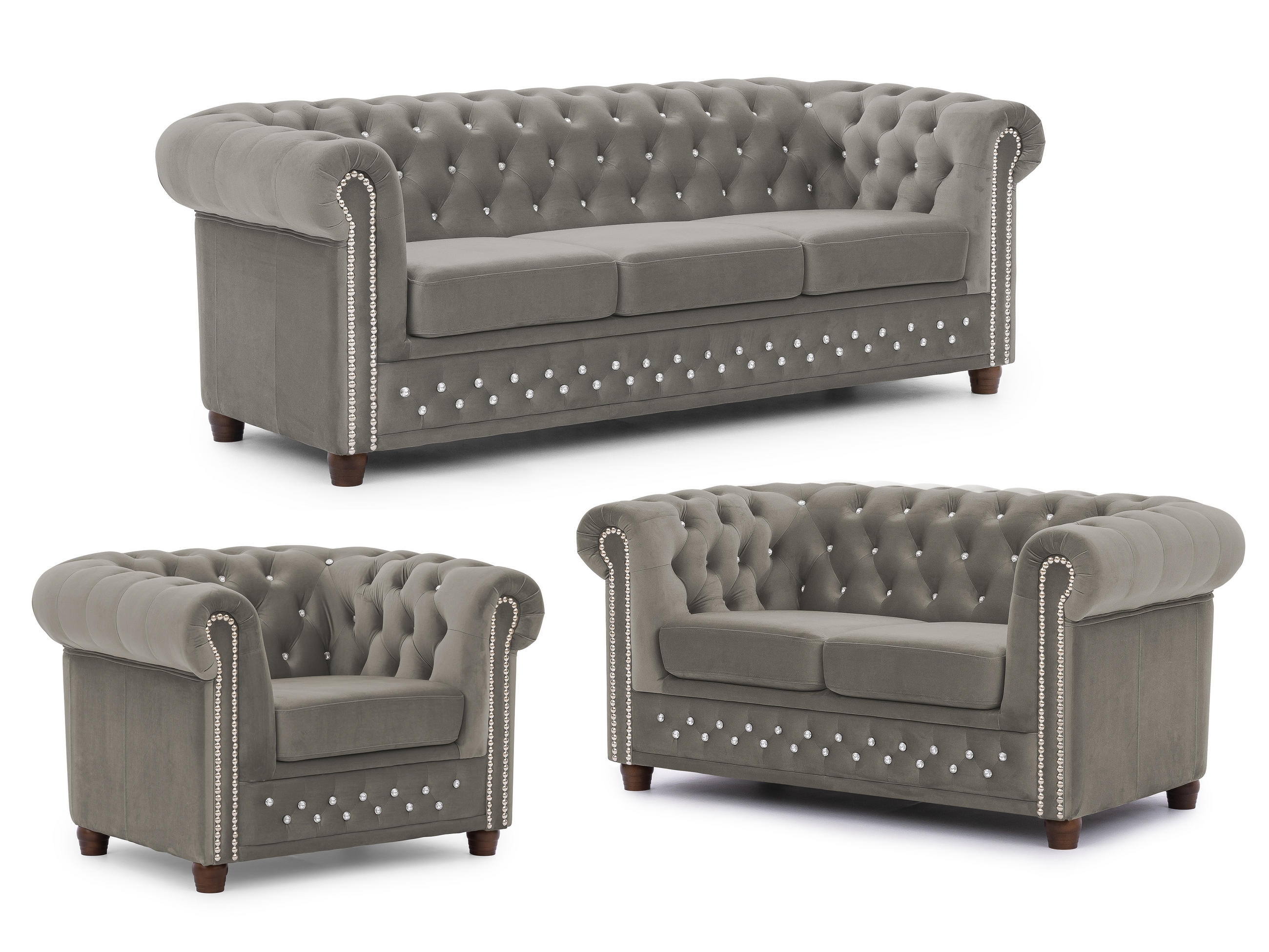 S-Style Sitzgarnitur Grau 203x72x86 cm