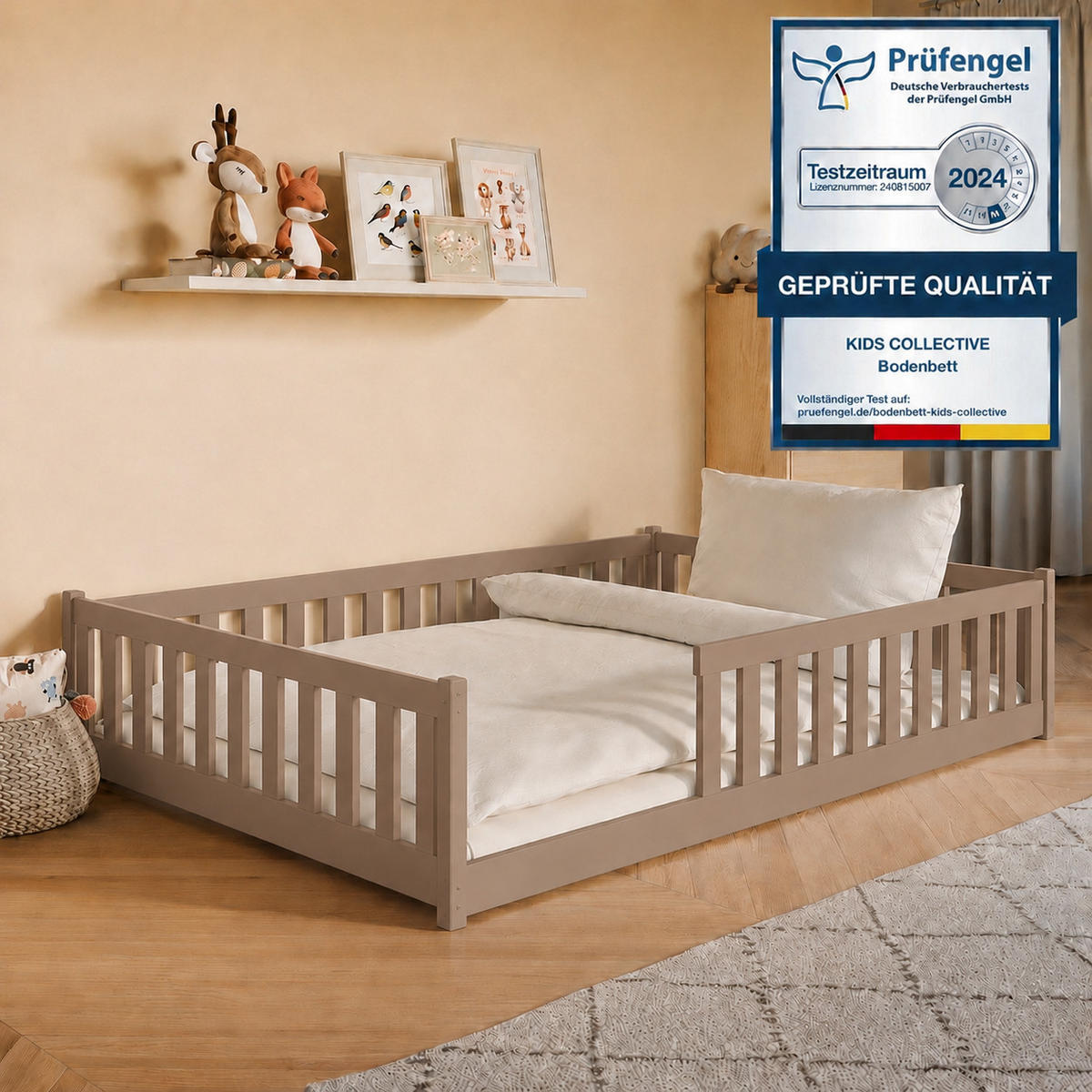 BODENBETT 140x200 cm in Milchschokolade - Hellbraun, Holz (140/200cm) - Kids Collective