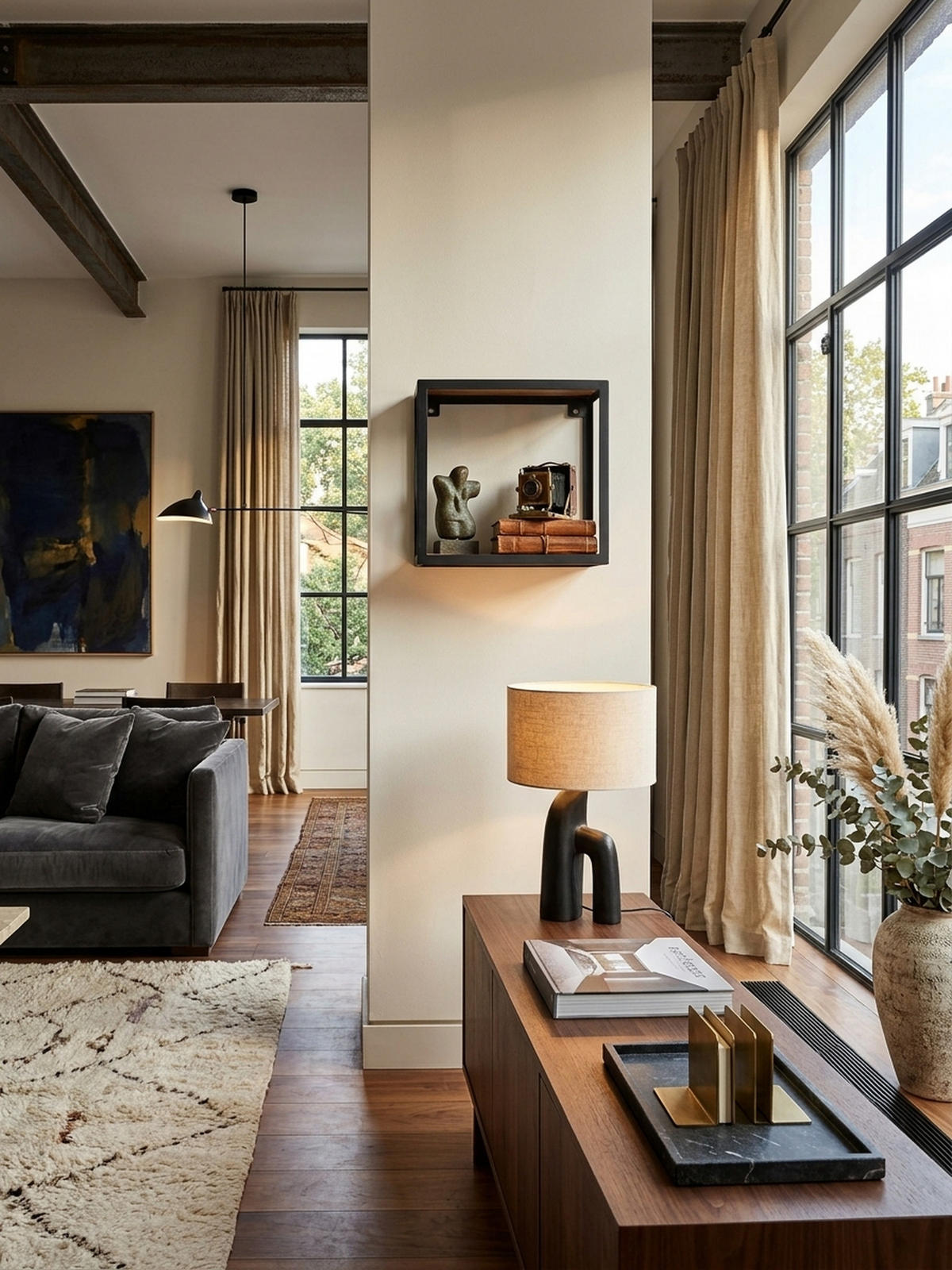 WANDREGAL Holz Metall Modern Stil 35x35x18 cm - Schwarz, Holz/Metall (35/35/18cm) - KADIMA DESIGN