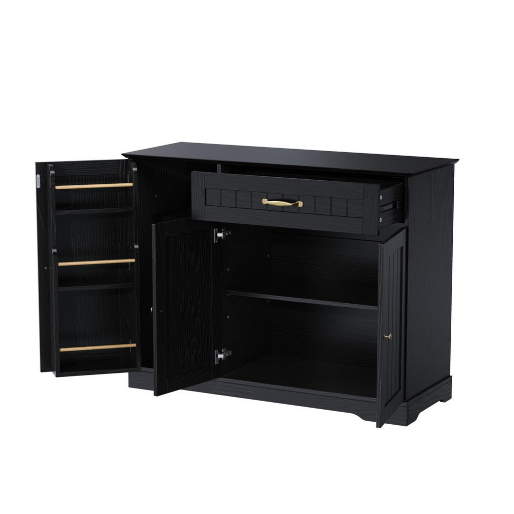 Modfu KOMODA z MDF 107x40x83.4 cm černá se 3 dvířky, zásuvkou a nastavitelnými policemi