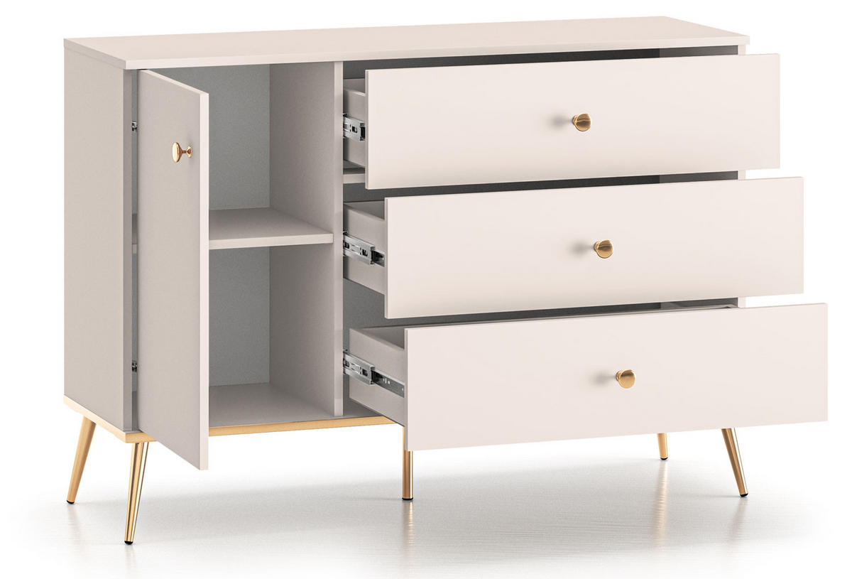 KOMMODE Selgin Kaschmir / Gold 120 / 40 / 85cm - Kaschmir/Goldfarben, Holz/Holzwerkstoff (120/85/40cm) - Feldmann-Wohnen
