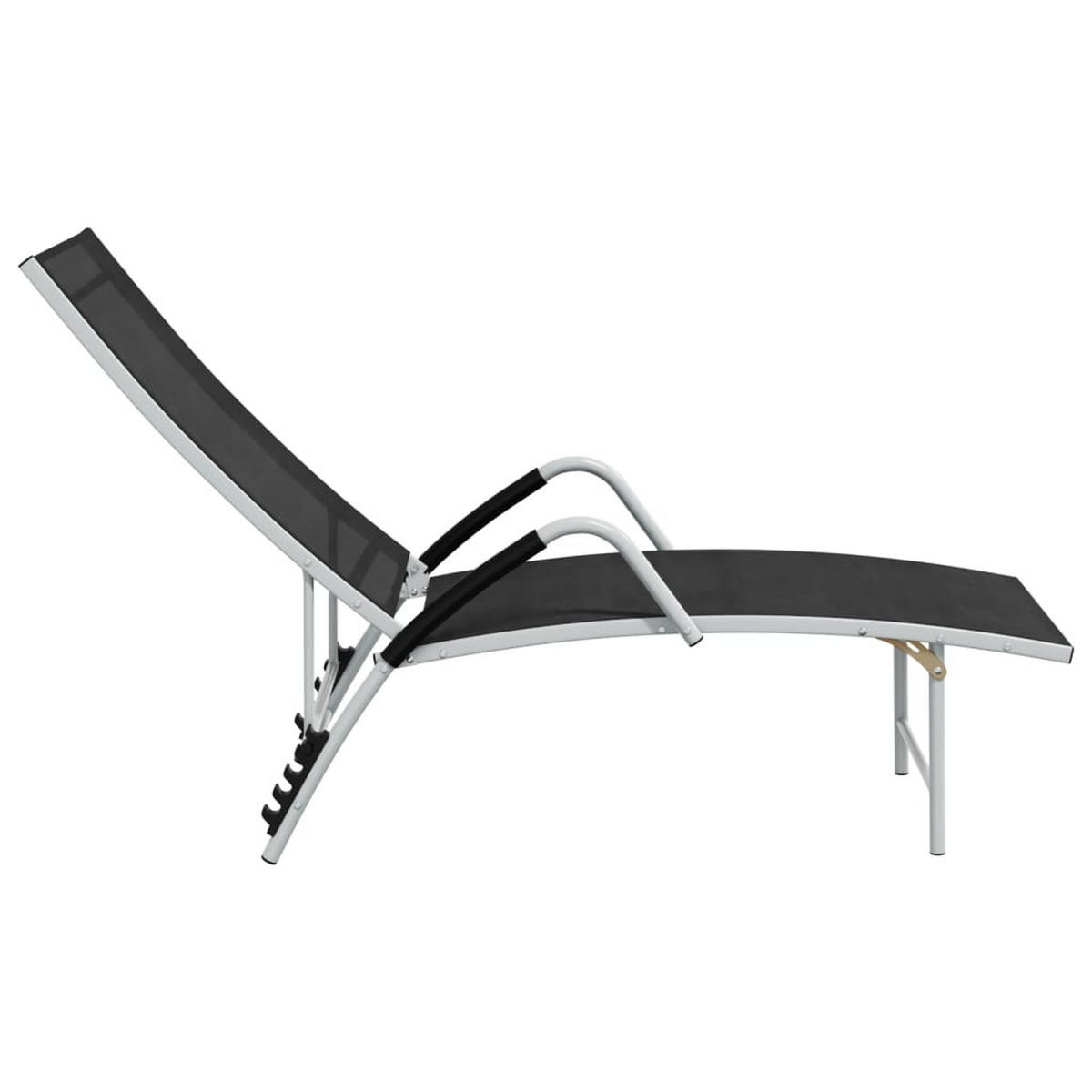SONNENLIEGE Textilene und Aluminium Schwarz - Schwarz, Metall (60.5/51/193cm) - furnicato