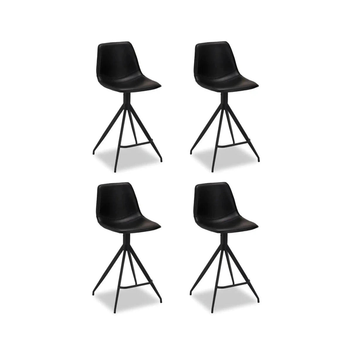 BARHOCKER-SET 4 Stück in Kunstleder Schwarz - Schwarz, Textil/Metall (48/98/57cm) - Furnhouse