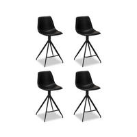 BARHOCKER-SET 4 Stück in Kunstleder Schwarz - Schwarz, Textil/Metall (48/98/57cm) - Furnhouse