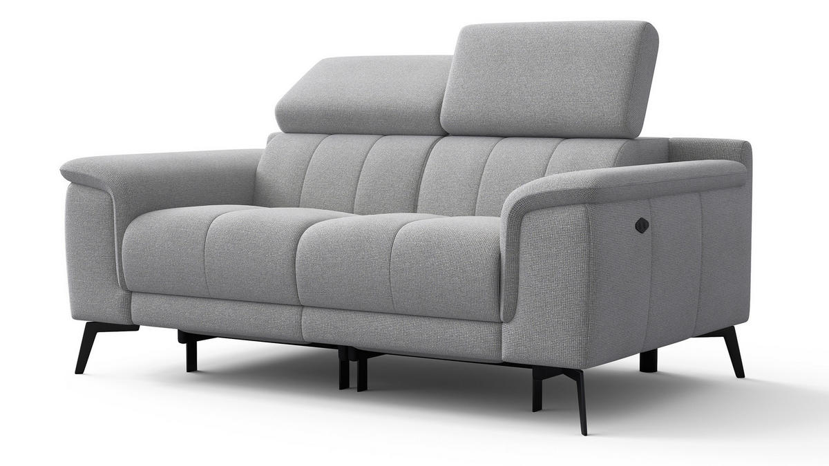 RELAXSOFA FIERO 2-Sitzer mit 2 Relaxfunktionen, silberfarben - Silberfarben/Schwarz, Holzwerkstoff/Textil (170/82/103cm) - Courtois Laville