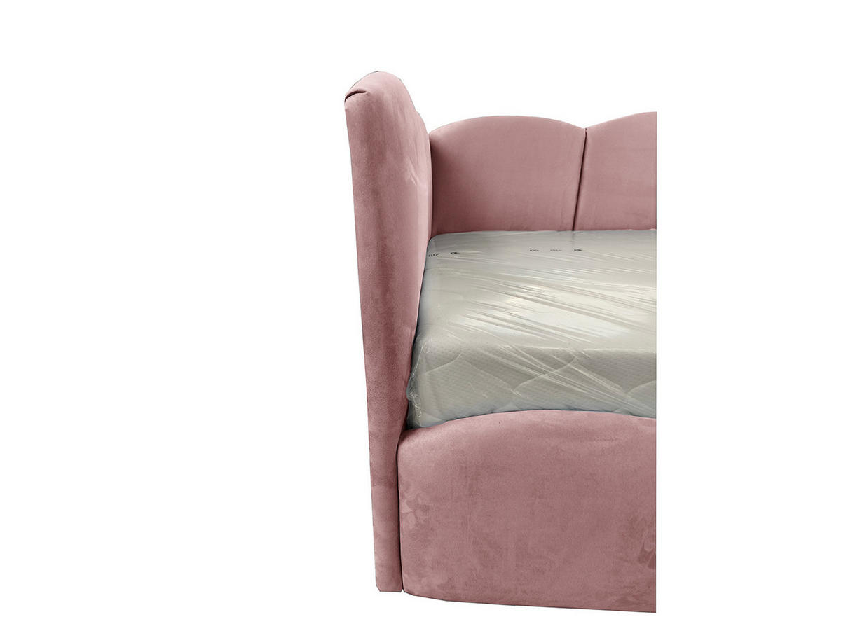 KINDERBETT TIM 90x200 links Altrosa mit Bettkasten & Rausfallschutz - Altrosa, Textil (90/200cm) - KS Home Concept