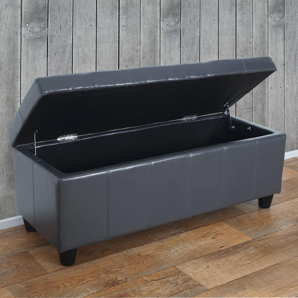 AUFBEWAHRUNGS-TRUHE Grau - Grau, Leder (112/45/45cm) - MCW