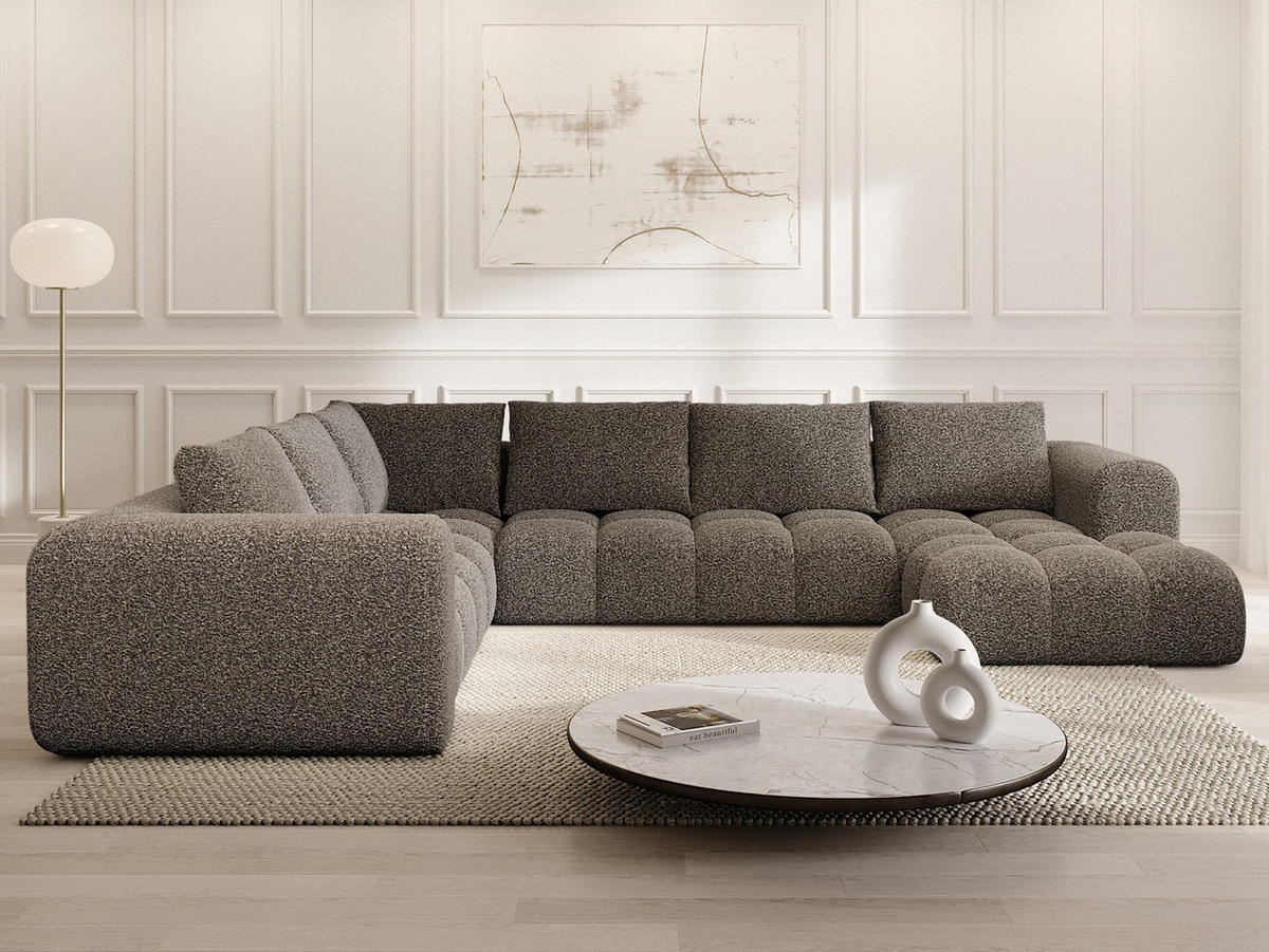 WOHNLANDSCHAFT Casaluna U-Form Graphite Bouclestoff - Graphitfarben, Kunststoff (338/88/267cm)