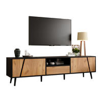 TV-LOWBOARD mit 1 Schublade und 2 Türen, Moderne minimalistische, Stützbeinen aus Massivholz, 180 x 40 x 46 cm - Multicolor, Holz/Metall (40/46/180cm) - GENKI LIVING