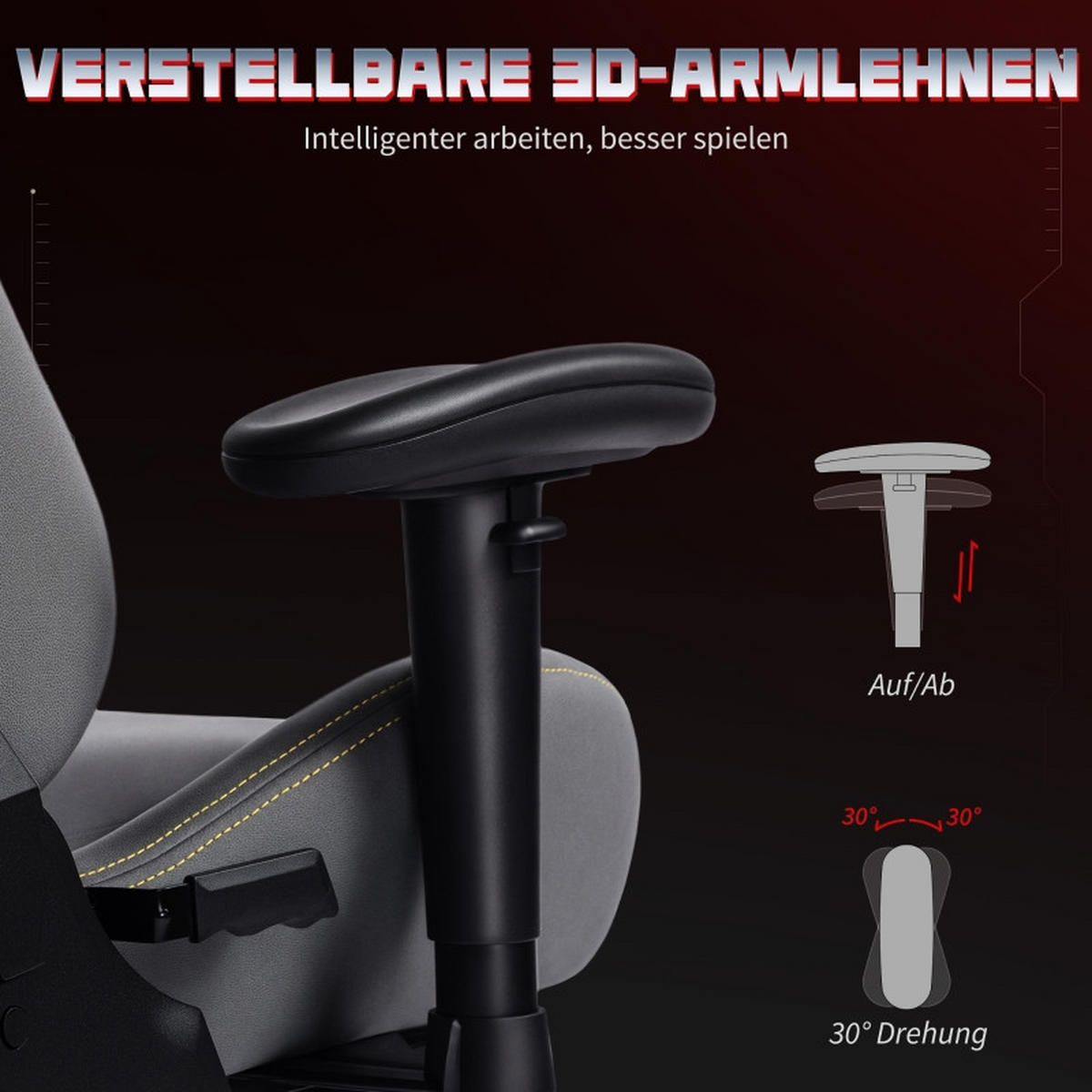 DREHSTUHL, höhenverstellbar, neigbar bis 135°, mit 3D-Armlehnen, 76/72/132 cm, Dunkelgrau - Dunkelgrau, Kunststoff (72/132/76cm) - Redom