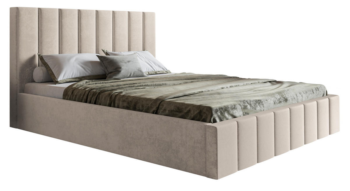 POLSTERBETT 180x200 Moris mit Kopfteil, Bettkasten Lattenrost, Beige - Beige, Holz/Textil (180/200cm) - Emporius