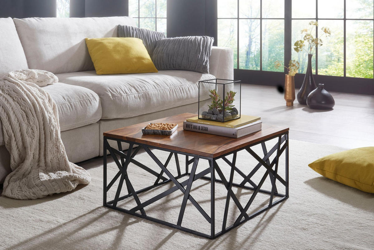 COUCHTISCH viereckig PUNA - Sheeshamfarben, Holz (60/60/35cm) - tinkaro