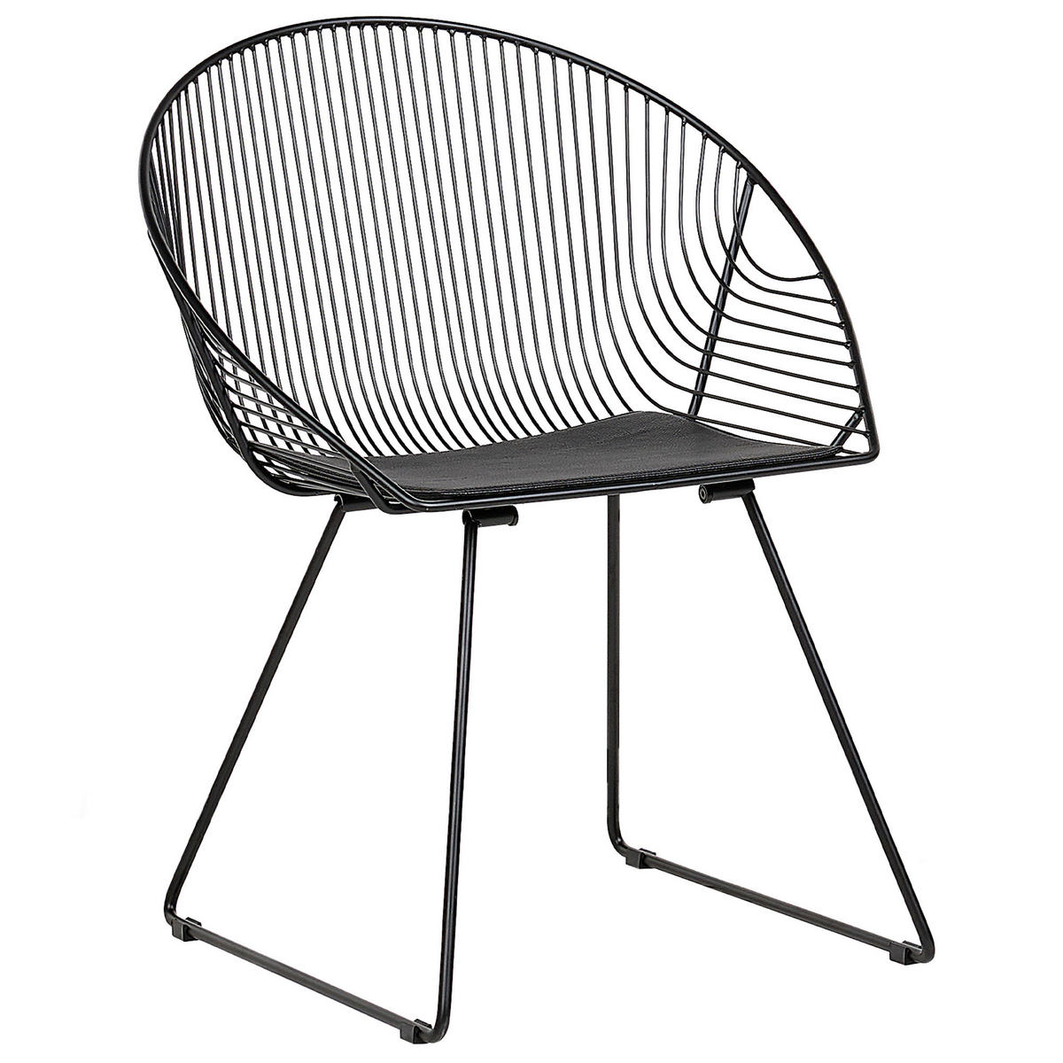 METALLSTUHL 2er-Set Polyester Schwarz Aurora - Schwarz, Textil/Metall (65/77/54cm) - Beliani