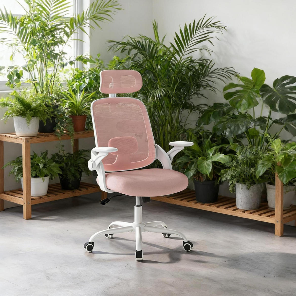 BÜROSTUHL ergonomisch höhenverstellbar Rosa - Pink, Metall (47/117.5/63.5cm) - Meubliv