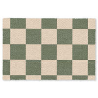 ROHOŽKA Šachovnicový potisk - Zelená - Béžová - Bloky 120x80 cm - olivově zelená, textil/umělá hmota (120/0.4cm) - MuchoWow