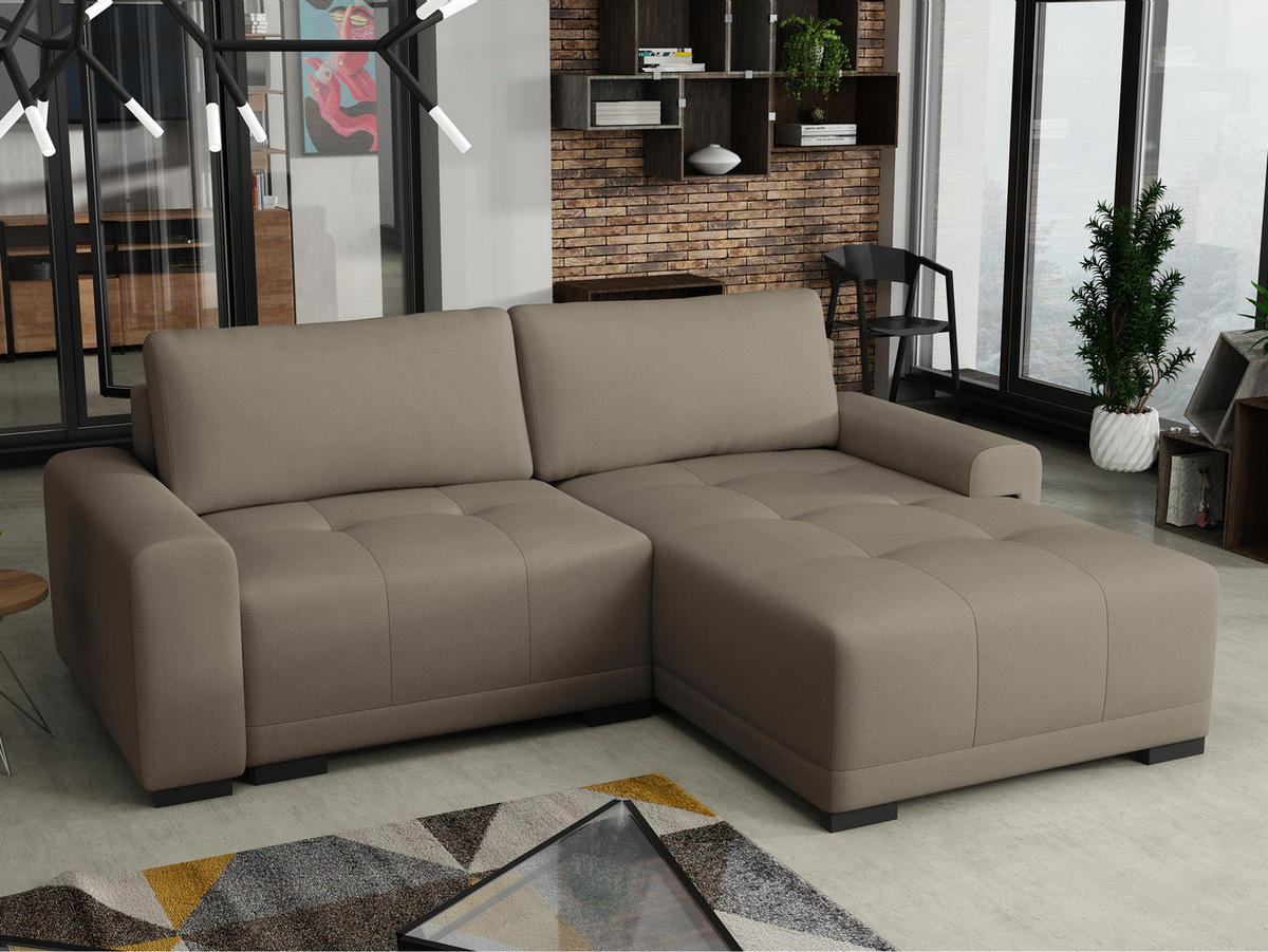 ECKSOFA Milton - Hellbraun/Schwarz, Holz/Textil (237/180cm) - MIRJAN24
