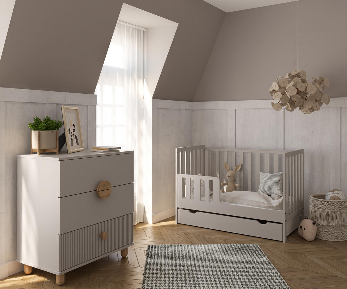 BABYBETT Lio mit Matratze und Schublade - Mintgrün, Holzwerkstoff (60/120cm) - kiki design