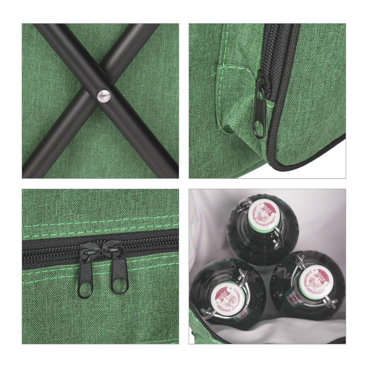 CAMPINGHOCKER - Grün, Textil/Metall (35/60/35cm) - Relaxdays