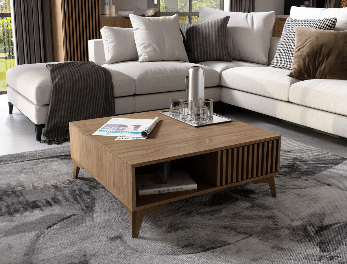 COUCHTISCH - Kaffeetisch Entia Artisan - Eiche Artisan, Holzwerkstoff (80/80/32cm) - Möblo