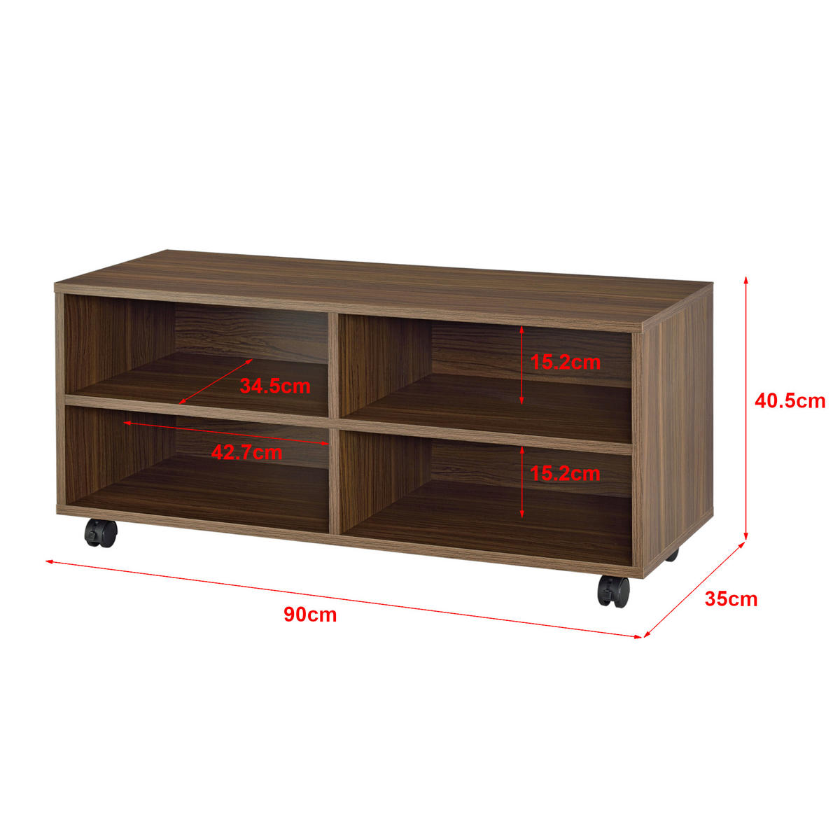 LOWBOARD Gränne - Dunkelbraun, Holzwerkstoff/Kunststoff (90/40.5/35cm) - [en.casa]