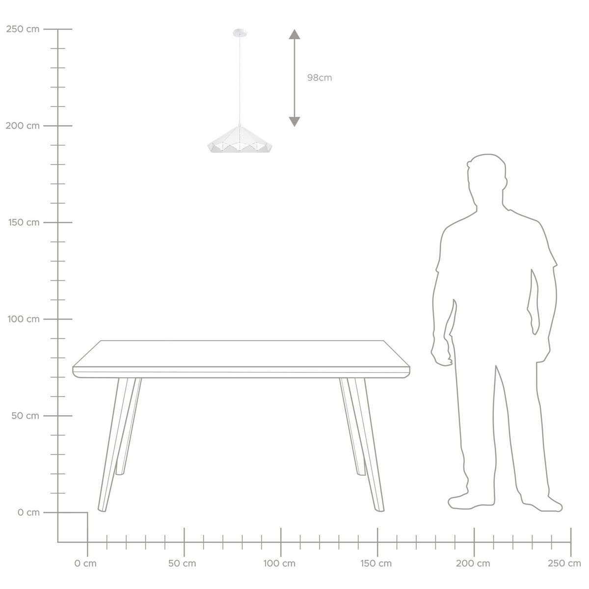 HÄNGELEUCHTE Nevola 27/27/112 cm - Weiß, Metall (27/27/112cm) - Beliani