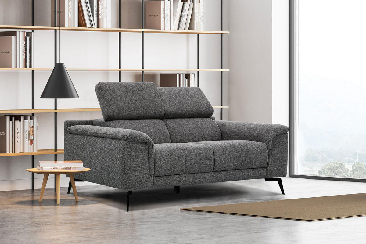 SOFA FIERO 2-Sitzer, dunkelgrau - Dunkelgrau/Schwarz, Holzwerkstoff/Textil (170/82/103cm) - Courtois Laville