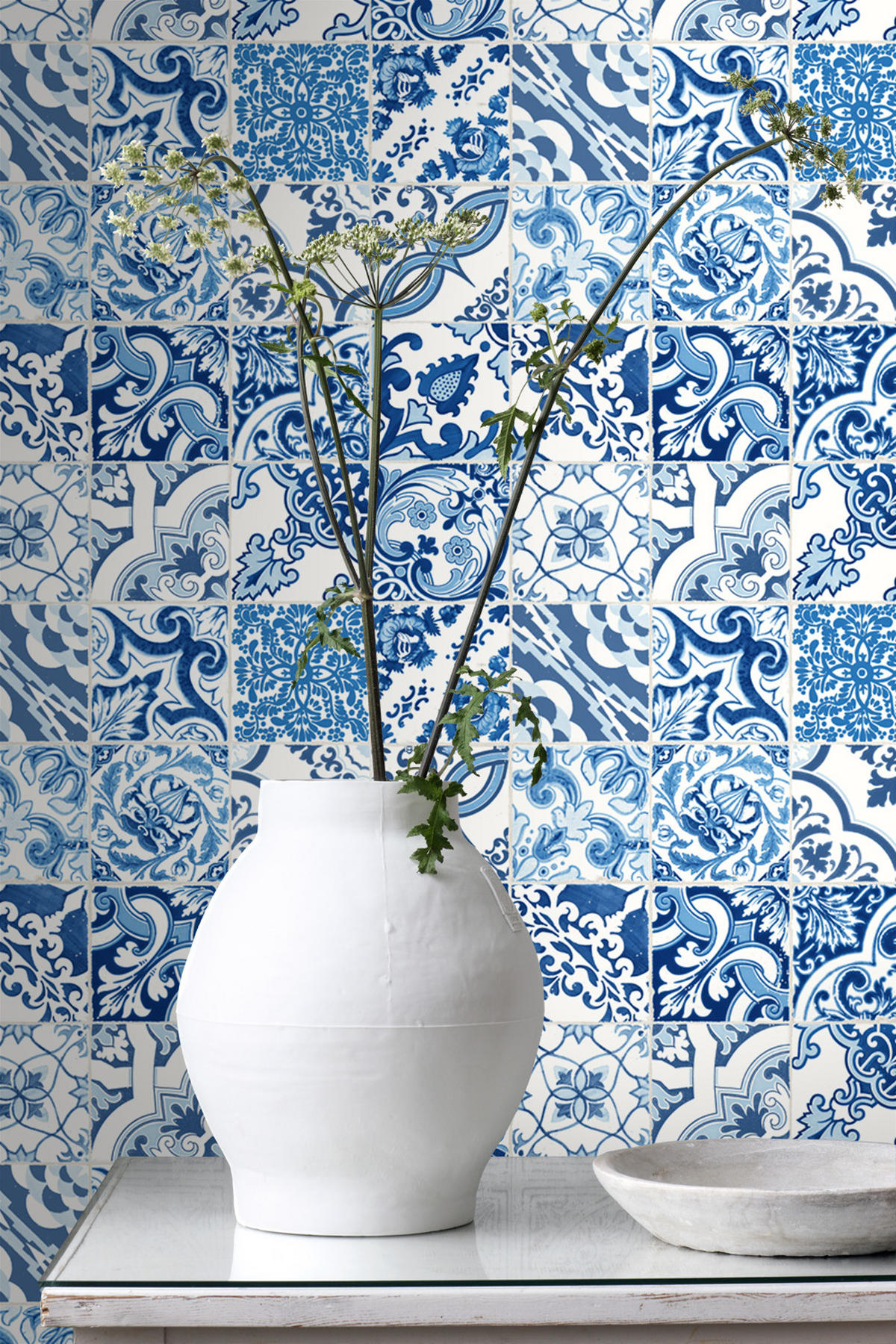 TAPETE Fliesenmuster 53 cm x 10.05 m - Blau, Papier (53/1000cm) - ESTAhome