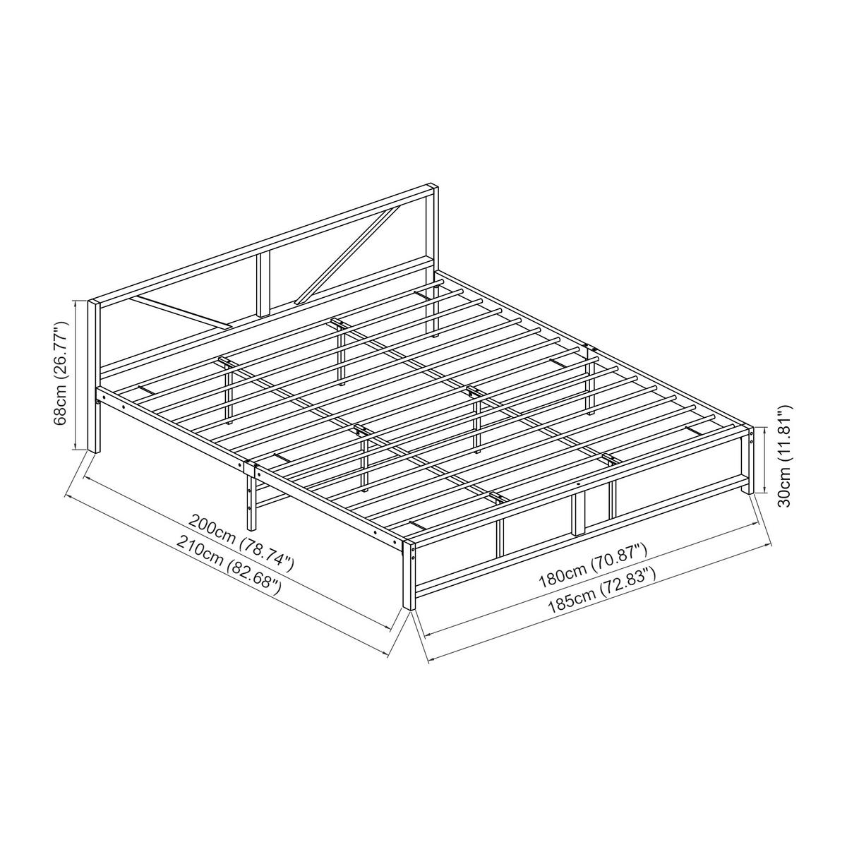 METALLBETT Meran - Schwarz, Metall (180/200cm) - [en.casa]