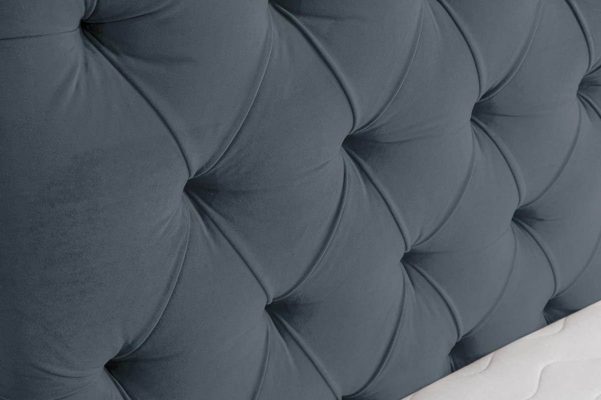 POLSTERBETT CHESTERFIELD mit Bettkasten Velour Stoff 180 x 200 cm - Dunkelgrau, Holzwerkstoff (180/200cm) - VENASI MÖBEL