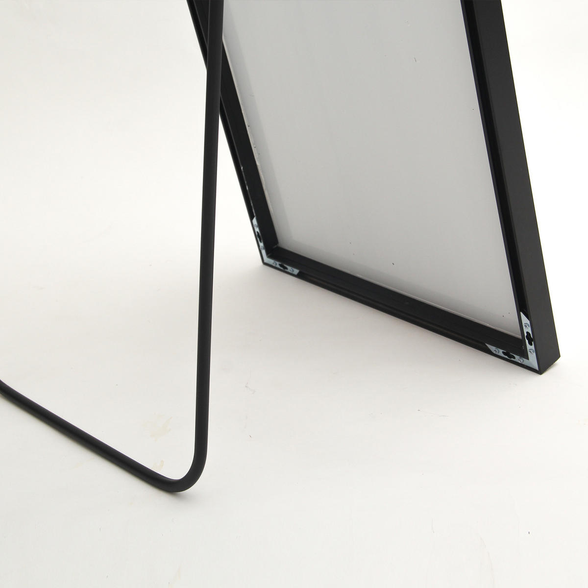 GANZKÖRPERSPIEGEL 53x162 cm, Rechteck, Aluminiumrahmen, verstellbarer Ständer, rutschfeste Basis, Schwarz - Schwarz, Metall (53/3/162cm) - BRILVERDE
