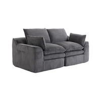 2-SITZER Sofa aus Cord 191x94x85 cm Dunkelgrau mit Seitentaschen, Kissen und Federkern - Dunkelgrau, Textil (191/85/94cm) - Modfu