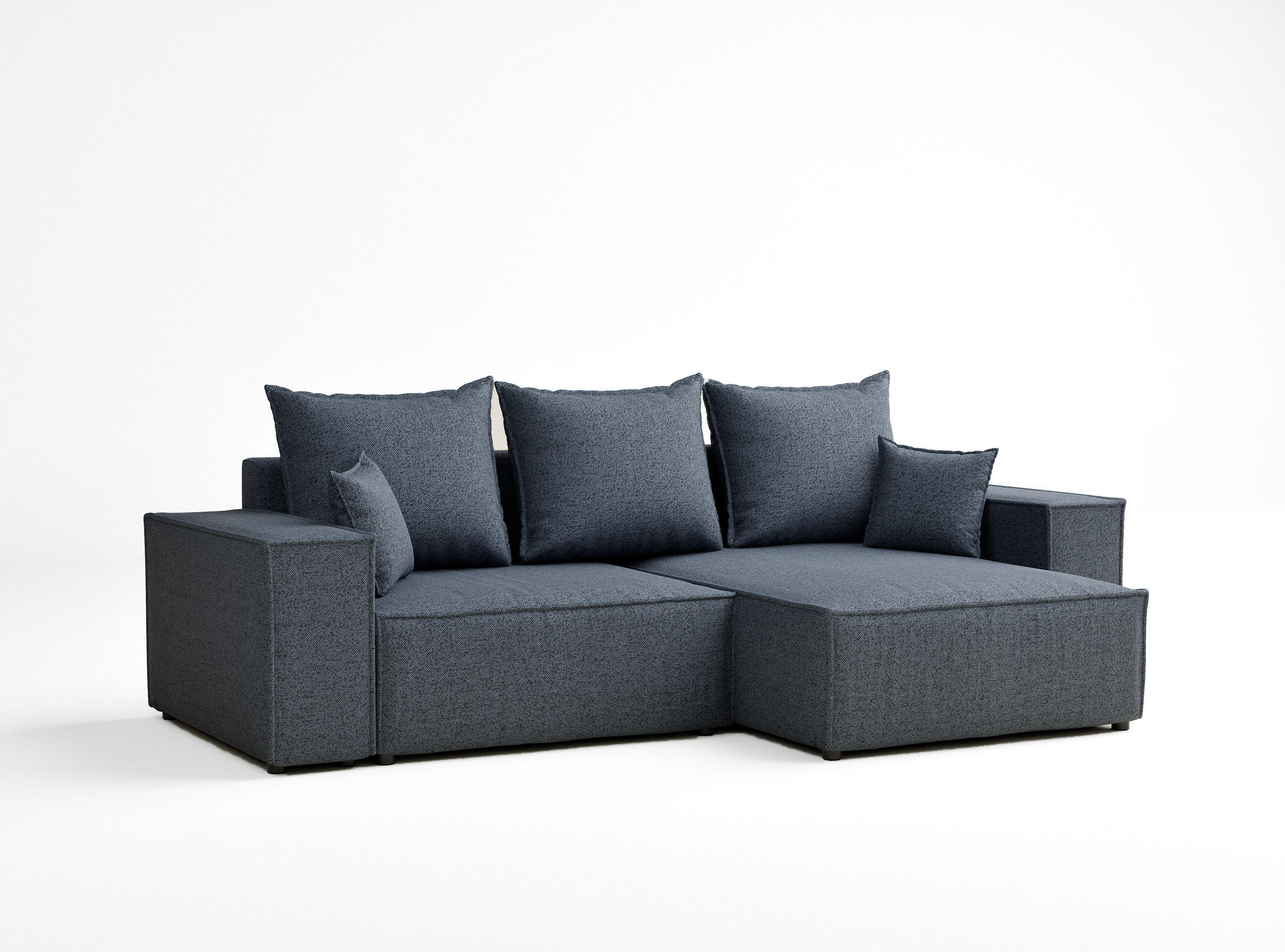 ECKSOFA MIT SCHLAFFUNKTION Moyo Blau Grau Webstoff - Blaugrau/Schwarz, Holz/Holzwerkstoff (255/148cm) - Maison de Reve