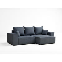 ECKSOFA MIT SCHLAFFUNKTION Moyo Blau Grau Webstoff - Blaugrau/Schwarz, Holz/Holzwerkstoff (255/148cm) - Maison de Reve