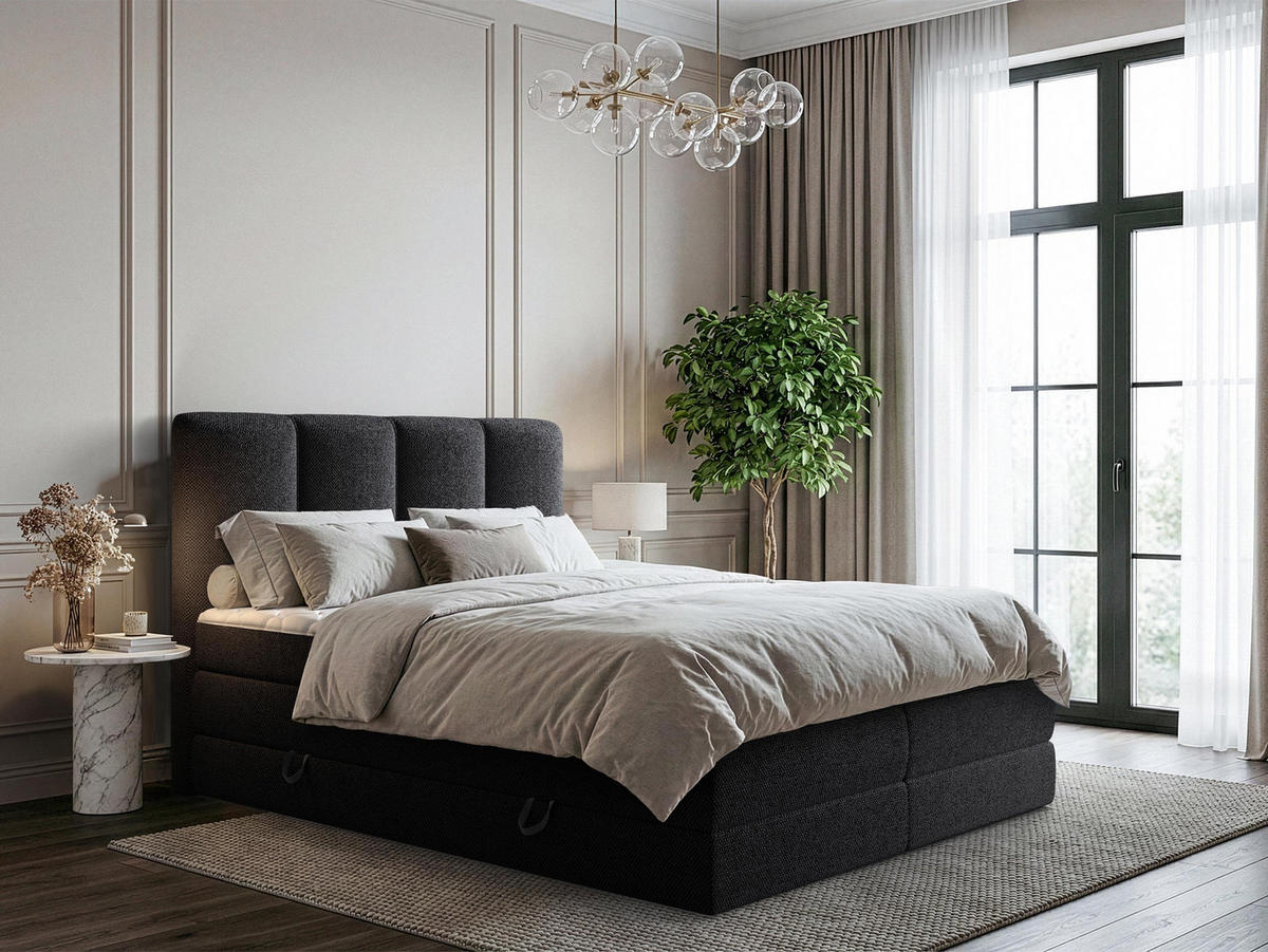 BOXSPRINGBETT Point - Anthrazit, Holz/Holzwerkstoff (140/200cm) - MIRJAN24