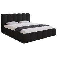 DOPPELBETT 140x200 Florent, Bettkasten, Boucle, Schwarz - Schwarz, Holz/Textil (140/200cm) - Emporius