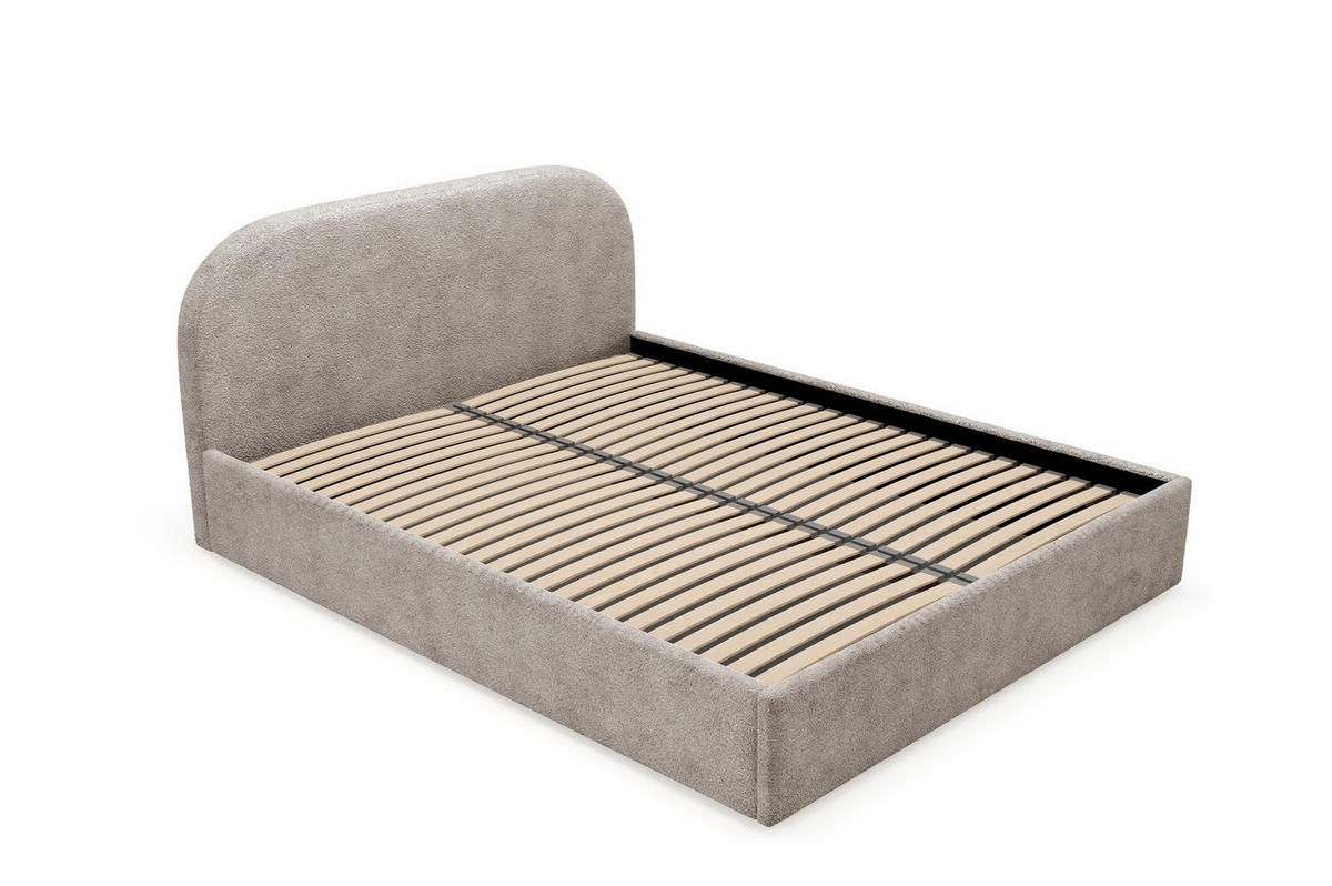 POLSTERBETT Luna Beige 180x200 cm, mit Bettkasten und halbrundem Kopfteil - Beige, Holzwerkstoff/Textil (180/200cm) - Bettso