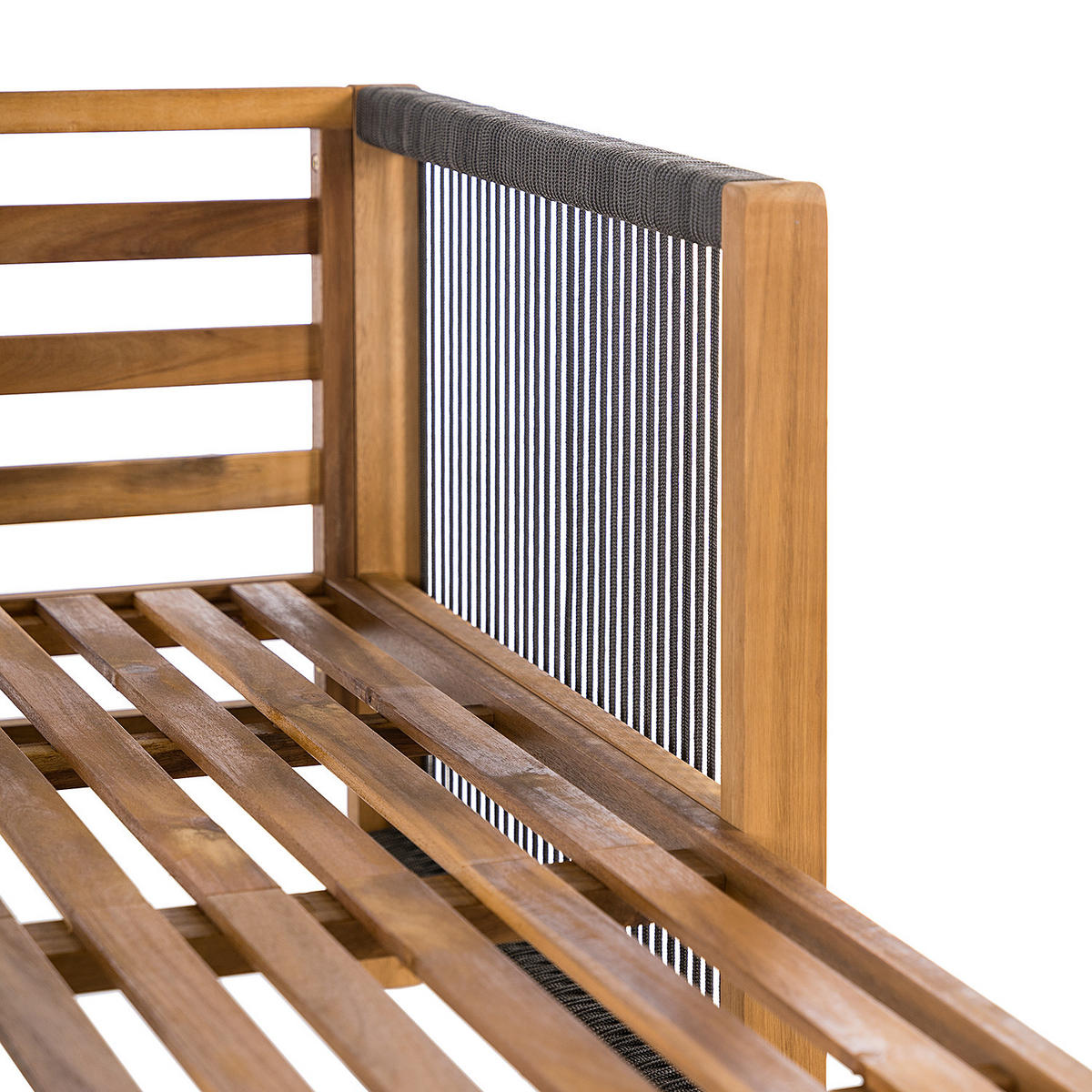 LOUNGESET - Akazie massiv / Polyester - 3-teilig - Braun/Grau, Holz/Textil - home24