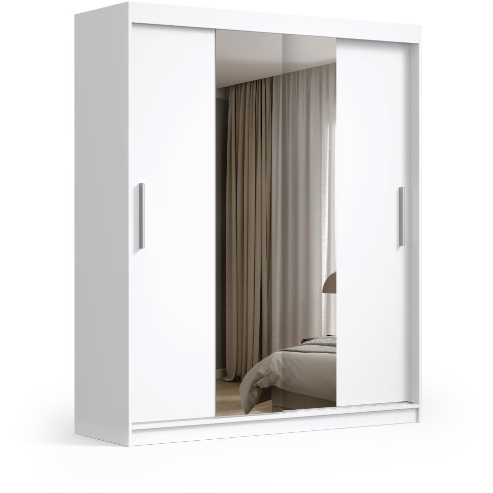 Beautysofa SCHWEBETÜRENSCHRANK Weiß 180cm × 59cm × 216cm